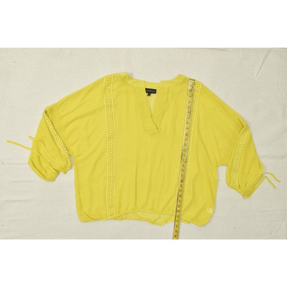 Lane Bryant Women's Plus Size 22/24 Yellow Chiffon Blouse Tunic Top Polyester - Picture 2 of 8